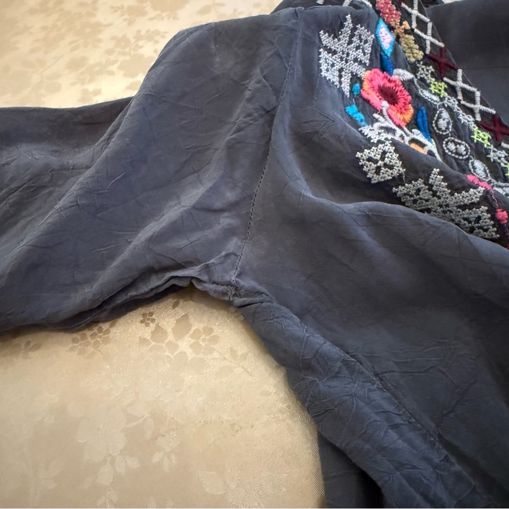 Johnny Was Gray Tunic with Multicolor Embroidery - Picture 13 of 16